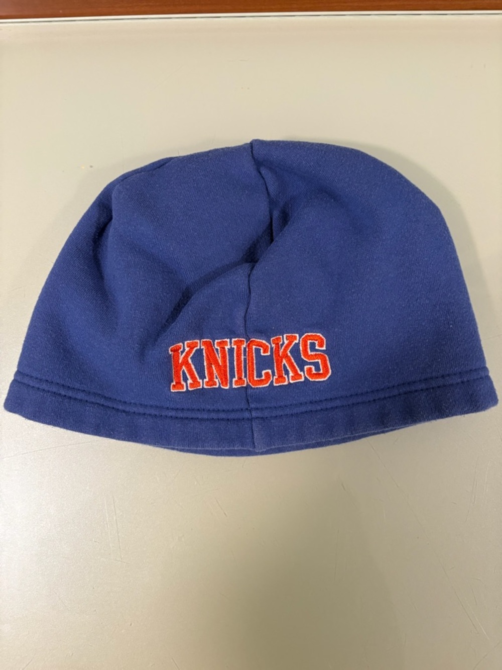 New York Knicks Navy Fleece Beanie with Orange Embroidered Logo